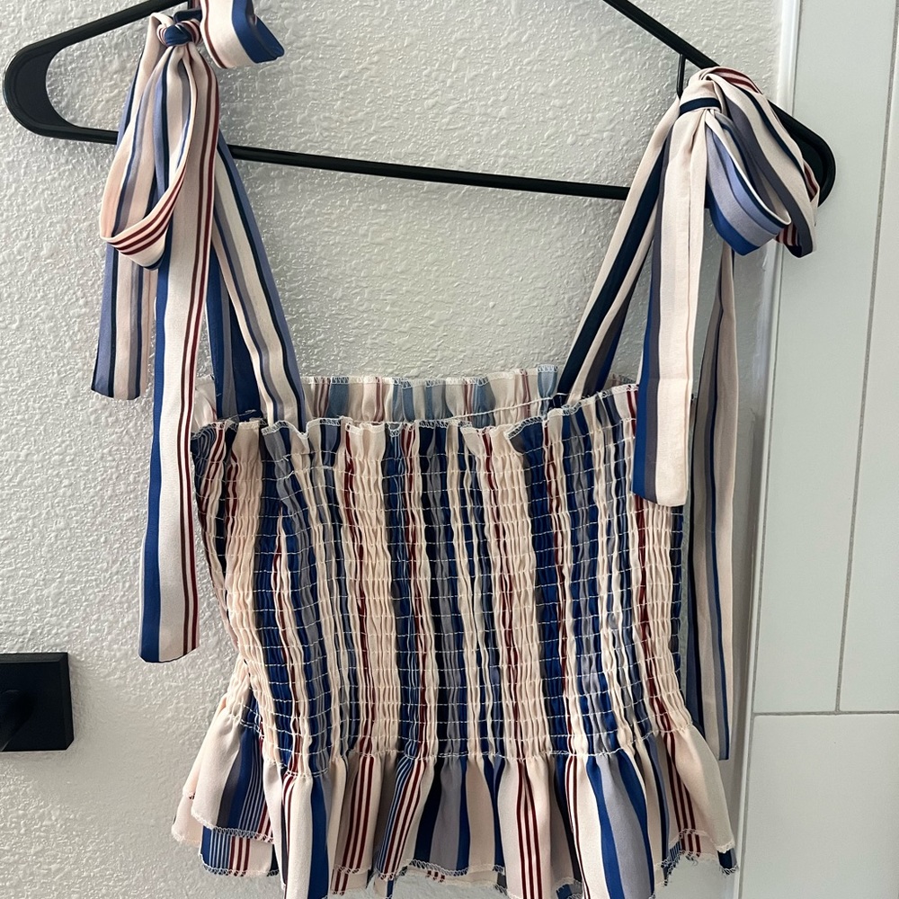 Tie Shoulder Ruched Crop Top